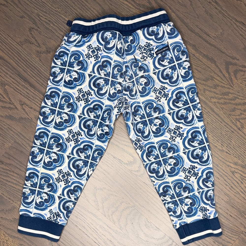 Dolce & Gabbana Kids Blue and White Patterned Joggers and zip up